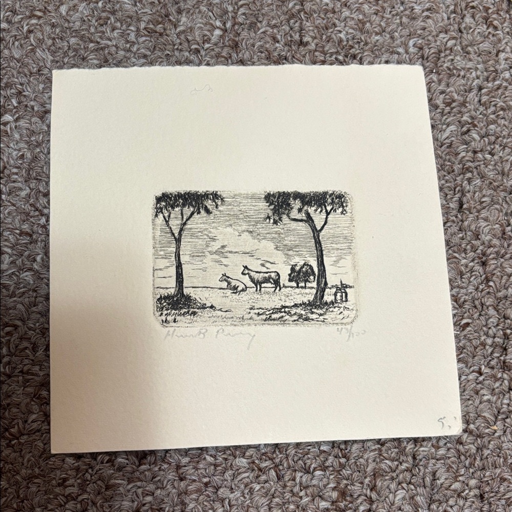Animals on the Farm Sketch Signed "HwB Proudy" and numbered 43/100